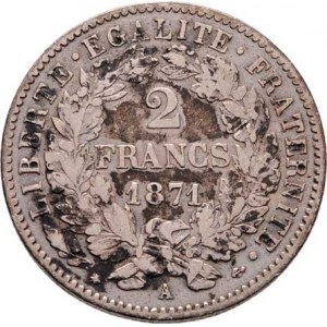Francie, III.republika, 1871 - 1940, 2 Frank 1871 A, Paříž, KM.817.1 (Ag835), 9.841g,