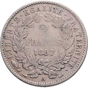 Francie, III.republika, 1871 - 1940, 2 Frank 1871 A, 1887 A, Paříž, KM.817.1 (Ag835),