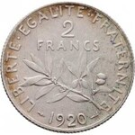 Francie, III.republika, 1871 - 1940, 2 Frank 1919 bz, 1920 bz, Paříž, KM.845.1 (Ag835),