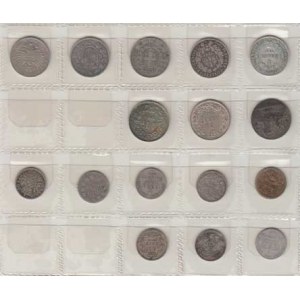 Bulharsko, Francie, Itálie, Srbsko, Švýcarsko, ...., Konvolut mincí latinské měnové unie, 8x