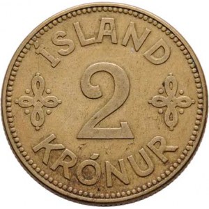 Island, Christian X., 1912 - 1944, 2 Koruna 1929 N-GJ, Kodaň, KM.4.1 (mosaz), 9.692g,
