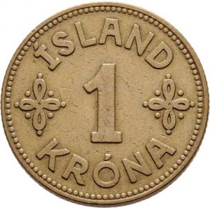 Island, Christian X., 1912 - 1944, 1 Koruna 1940, Kodaň, KM.3.2 (mosaz), 4.731g,