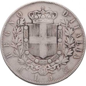 Itálie, Viktor Emanuel II., 1861 - 1878, 5 Lira 1871 M-BN, Milano, KM.8.3 (Ag900), 24.716g,