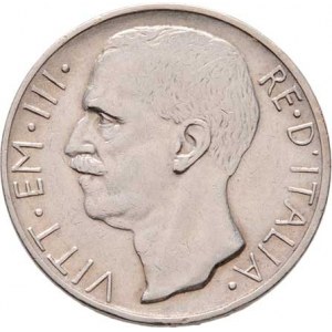 Itálie, Viktor Emanuel III., 1900 - 1946, 10 Lira 1927 R - nápis na hraně ** FERT **, Řím,