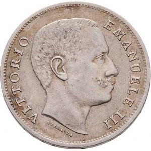 Itálie, Viktor Emanuel III., 1900 - 1946, Lira 1907 R, Řím, KM.32 (Ag835), 4.923g, nep.hr.,