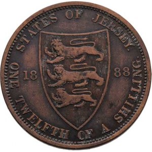 Jersey, Victoria, 1837 - 1901, 1/12 Shilling 1888, KM.8 (bronz), 9.242g, nep.hr.,