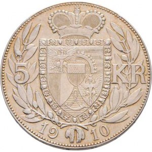 Liechtenstein, Johann II., 1858 - 1929, 5 Koruna 1910, Y.4 (Ag900, pouze 10.000 ks), 23.946g,