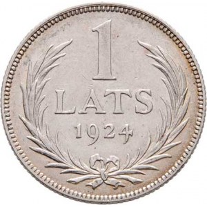 Lotyšsko, I.republika, 1918 - 1940, Lats 1924, KM.7 (Ag835), 4.975g, nep.hr., nep.rysky,