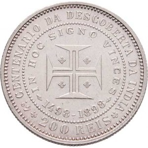 Portugalsko, Carlos I., 1889 - 1908, 200 Reis 1898 - jubilejní, KM.537 (Ag917), 5.007g,