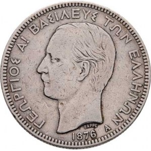 Řecko, Georg I., 1863 - 1913, 5 Drachma 1876 A, Paříž, KM.46 (Ag900), 24.836g,