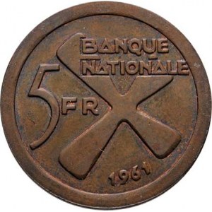 Katanga, republika, 1961, 5 Frank 1961, KM.2 (bronz), 6.654g, pěkná patina,