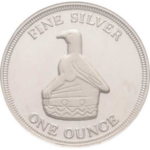 Zimbabwe, republika, 1978 -, 1 Unce 1987 - Reserve Bank of Zimbabwe, Ag999,