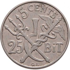 Dánská západní Indie, Christian IX., 1863 - 1906, 25 Bit (5 Cent) 1905 P/GJ, Kodaň, KM.77 (ni