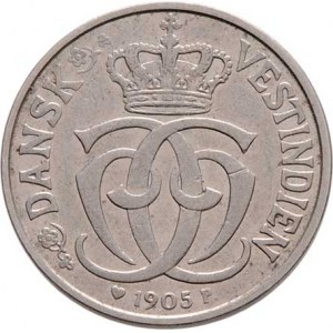 Dánská západní Indie, Christian IX., 1863 - 1906, 25 Bit (5 Cent) 1905 P/GJ, Kodaň, KM.77 (ni