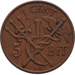 Dánská západní Indie, Christian IX., 1863 - 1906, 5 Bit (1 Cent) 1905 P/GJ, Kodaň, KM.70 (bro