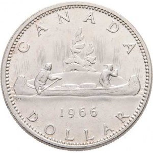 Kanada, Elizabeth II., 1952  -, Dolar 1966 - kanoe, KM.64.1 (Ag800), 23.135g,