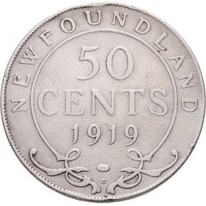 Kanada - Newfoundland, George V., 1910 - 1936, 50 Cents 1919 C, KM.12 (Ag925), 11.437g, hr.,