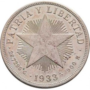 Kuba, republika, 1898 -, Peso 1933, KM.15.2 (Ag900), 26.658g, nep.hr.,