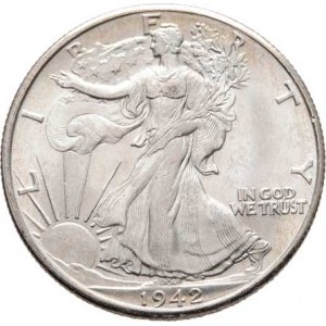 USA, 1/2 Dolar 1942 D - stojící Liberty, KM.142 (Ag900),