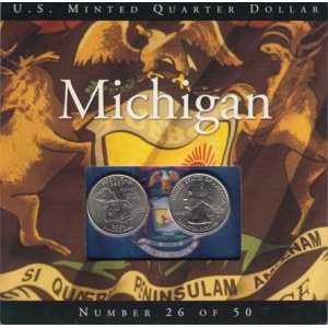 USA, 1/4 Dolar 2004 D,P - Michigan, KM.355, ve společném