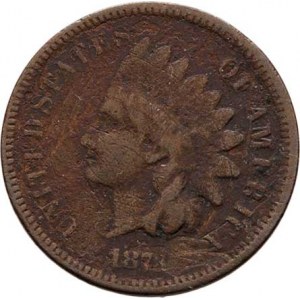 USA, Cent 1873 - Indián, KM.90a, 2.955g, patina        R!