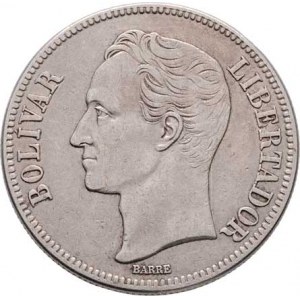 Venezuela, republika, 1830 -, 25 Gram (5 Bolivares) 1929, Y.24.2 (Ag900), 24.956g,