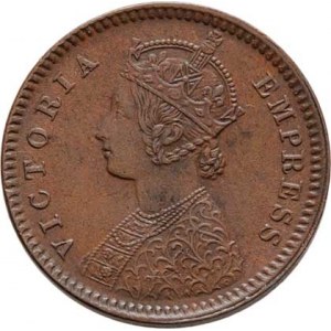 Indie, Victoria, 1837 - 1901, 1/12 Anna 1887, KM.483 (měď), 2.220g, pěkná patina,