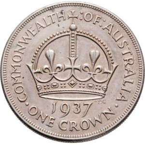 Austrálie, George VI., 1936 - 1952, Crown 1937, KM.34 (Ag925), 28.318g, nep.hr., mnoho