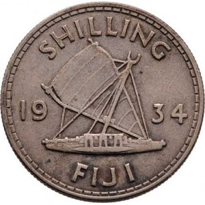 Fiji, George V., 1910 - 1936, Shilling 1934, KM.4 (Ag500), 5.614g, nep.rysky, pěkná