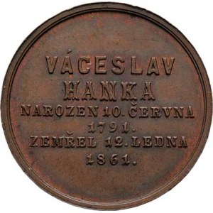 Seidan Václav, 1817 - 1870, Václav Hanka - měděná úmrtní medailka 12.1.1861 -