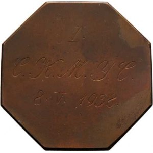 Španiel Otakar, 1881 - 1955, Plaketa se vsazenou mincí 1Kč - na rubu vyryto