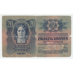 Československo - kolkované prozatímní státovky, 20 Koruna 1913 - kolkovaná, 1.vydání, série 2