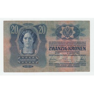 Československo - kolkované prozatímní státovky, 20 Koruna 1913 - kolkovaná, 1.vydání, série 2