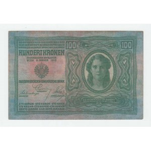 Československo - kolkované prozatímní státovky, 100 Koruna 1912 - stříhaný kolek, série 1984,