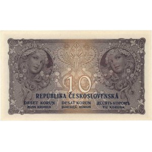 Československo - státovky I. emise, 10 Koruna 1919, série O153, BHK.9b, He.9b, neperf.