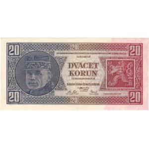 Československo - bankovky Národ. banky Československé, 20 Koruna 1926, série Te, BHK.21b2, He