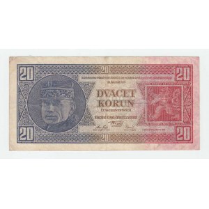Československo - bankovky Národ. banky Československé, 20 Koruna 1926, série Yf, BHK.21b2, He