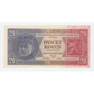 Československo - bankovky Národ. banky Československé, 20 Koruna 1926, série Fg, BHK.21b2, He