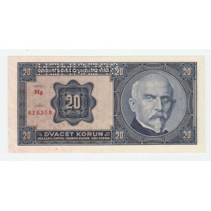 Československo - bankovky Národ. banky Československé, 20 Koruna 1926, série Hg, BHK.21b2, He