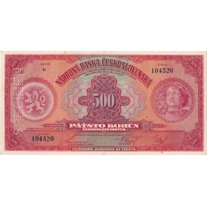 Československo - bankovky Národ. banky Československé, 500 Koruna 1929, série G, BHK.23c, He.