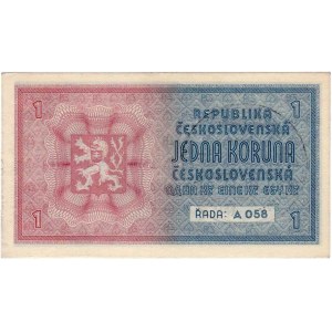 Protektorát Čechy a Morava, 1939 - 1945, 1 Koruna b.l. - stroj.přetisk, série A058, BHK.28b,