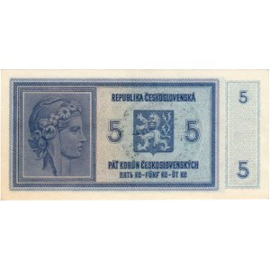 Protektorát Čechy a Morava, 1939 - 1945, 5 Koruna b.l. - ruční přetisk, série A028, BHK.29a,