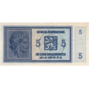 Protektorát Čechy a Morava, 1939 - 1945, 5 Koruna b.l. - ruční přetisk, série A054, BHK.29a,