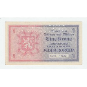 Protektorát Čechy a Morava, 1939 - 1945, 1 Koruna (1940) - série H033, BHK.30, He.32b.s1,