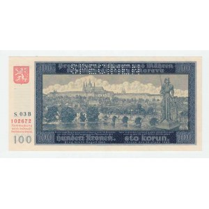 Protektorát Čechy a Morava, 1939 - 1945, 100 Koruna 1940 - 1.vyd., sér.03B, BHK.32, He.34a.s1