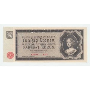 Protektorát Čechy a Morava, 1939 - 1945, 50 Koruna 1940 - série A02, BHK.34, He.36a.s1,