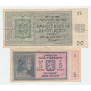 Protektorát Čechy a Morava, 1939 - 1945, 20 Koruna 1944 - série 25A, BHK.40a, He.43a,