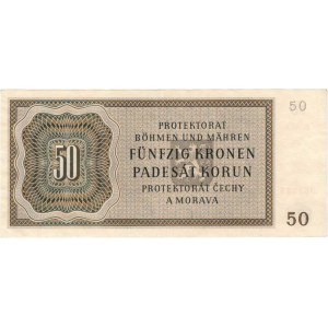 Protektorát Čechy a Morava, 1939 - 1945, 50 Koruna 1944 - série 09A, BHK.42, He.45a, neperf.