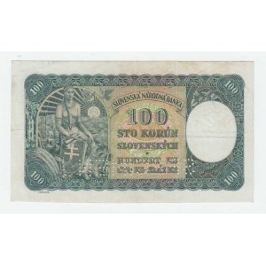 Slovenská republika, 1939 - 1945, 100 Koruna 1940, 1.vyd., sér.G9, BHK.48a, He.51a1.s2,