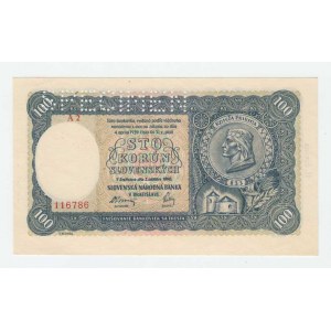 Slovenská republika, 1939 - 1945, 100 Koruna 1940, 2.vyd., sér. A2, BHK.49aA,